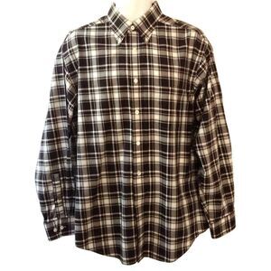 Turnbury Shirt Men's Large Black White Plaid Button Down Cotton Business Casual